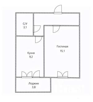 1-к квартира, вторичка, 33м2, 1/9 этаж
