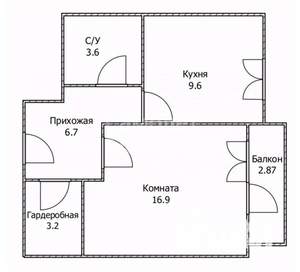 1-к квартира, вторичка, 41м2, 5/5 этаж