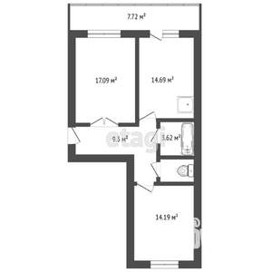 1-к квартира, вторичка, 49м2, 2/7 этаж