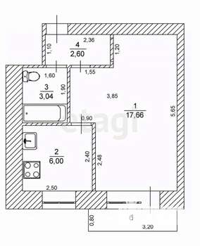 1-к квартира, вторичка, 29м2, 2/5 этаж