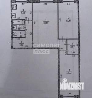 3-к квартира, вторичка, 58м2, 1/5 этаж