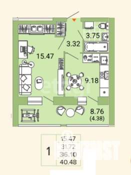 1-к квартира, вторичка, 36м2, 7/8 этаж