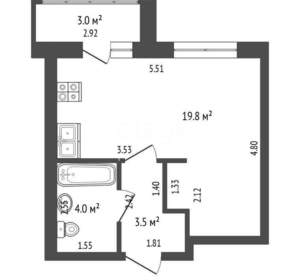 Студия квартира, вторичка, 27м2, 3/4 этаж