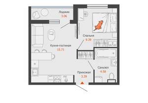 1-к квартира, вторичка, 35м2, 2/9 этаж