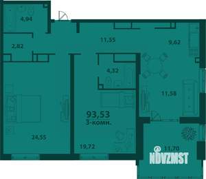 3-к квартира, строящийся дом, 93м2, 18/24 этаж