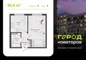 1-к квартира, вторичка, 35м2, 1/8 этаж