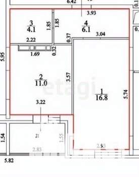 1-к квартира, вторичка, 38м2, 1/8 этаж