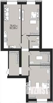 3-к квартира, строящийся дом, 89м2, 7/8 этаж