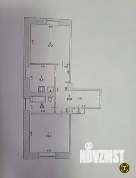 2-к квартира, вторичка, 58м2, 1/2 этаж