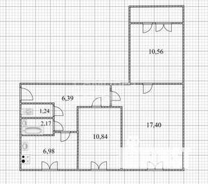 3-к квартира, вторичка, 57м2, 8/9 этаж