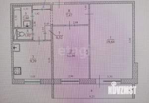 2-к квартира, вторичка, 53м2, 1/9 этаж