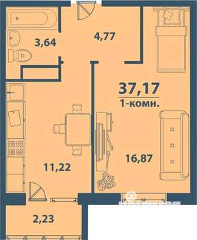 1-к квартира, вторичка, 37м2, 5/77 этаж