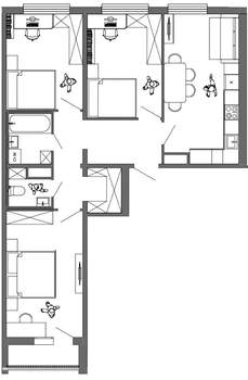 3-к квартира, вторичка, 81м2, 12/13 этаж