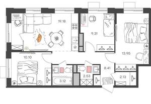 4-к квартира, вторичка, 69м2, 2/24 этаж