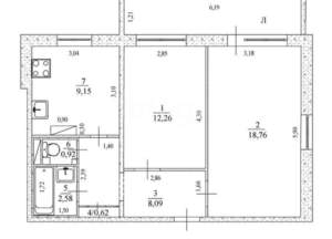 2-к квартира, вторичка, 52м2, 4/12 этаж