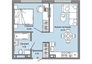 1-к квартира, строящийся дом, 36м2, 1/9 этаж