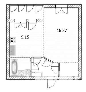 1-к квартира, вторичка, 36м2, 9/9 этаж