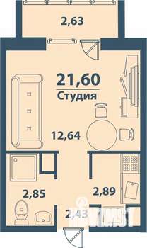 1-к квартира, строящийся дом, 22м2, 6/77 этаж