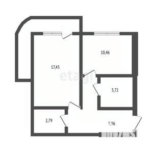 1-к квартира, вторичка, 44м2, 8/9 этаж