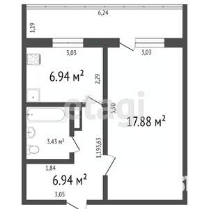 1-к квартира, вторичка, 35м2, 5/10 этаж
