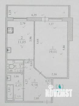 1-к квартира, вторичка, 46м2, 2/9 этаж