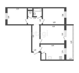 3-к квартира, вторичка, 66м2, 7/10 этаж