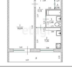 1-к квартира, вторичка, 35м2, 4/9 этаж
