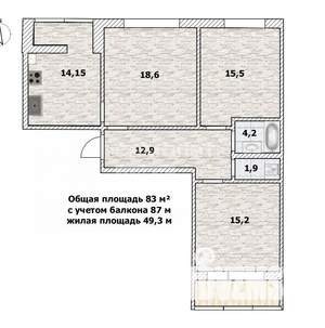 3-к квартира, вторичка, 79м2, 3/5 этаж