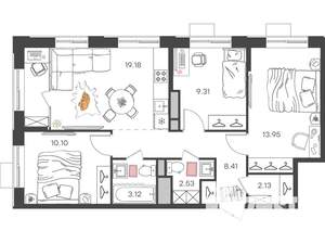 4-к квартира, вторичка, 69м2, 12/24 этаж