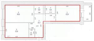 2-к квартира, вторичка, 59м2, 4/4 этаж