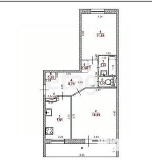 2-к квартира, вторичка, 50м2, 2/3 этаж
