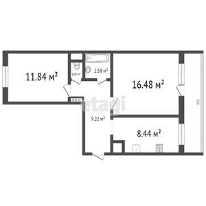 2-к квартира, вторичка, 50м2, 1/5 этаж