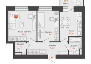 2-к квартира, вторичка, 54м2, 4/9 этаж