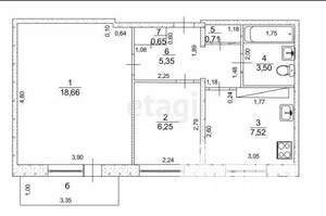 2-к квартира, вторичка, 43м2, 4/5 этаж