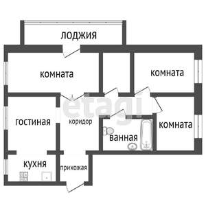 2-к квартира, вторичка, 72м2, 1/9 этаж
