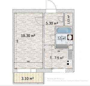 1-к квартира, вторичка, 35м2, 9/9 этаж