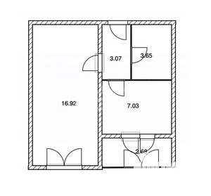 1-к квартира, вторичка, 31м2, 3/3 этаж