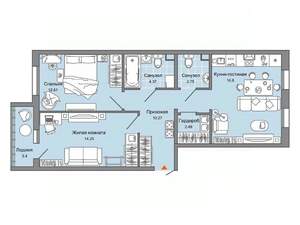 2-к квартира, вторичка, 65м2, 1/7 этаж