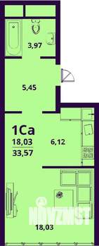 1-к квартира, строящийся дом, 34м2, 22/24 этаж