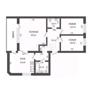 3-к квартира, вторичка, 90м2, 2/5 этаж