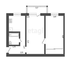 2-к квартира, вторичка, 47м2, 2/5 этаж