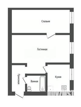 2-к квартира, вторичка, 43м2, 1/5 этаж