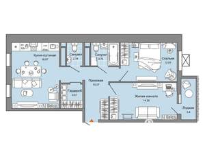 2-к квартира, вторичка, 66м2, 2/8 этаж