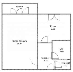 1-к квартира, вторичка, 39м2, 4/9 этаж