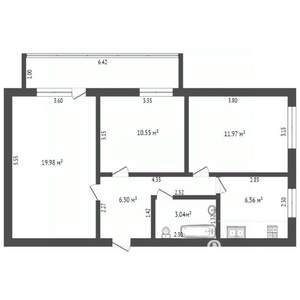 3-к квартира, вторичка, 60м2, 8/9 этаж