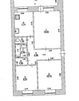 3-к квартира, вторичка, 59м2, 3/5 этаж