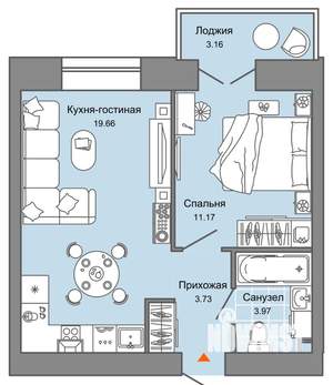 2-к квартира, вторичка, 39м2, 2/8 этаж