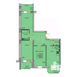 3-к квартира, вторичка, 86м2, 5/12 этаж