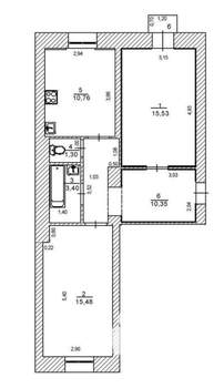 2-к квартира, вторичка, 57м2, 3/3 этаж