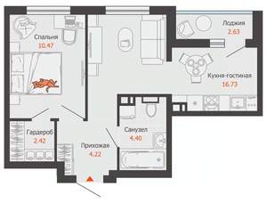 1-к квартира, вторичка, 40м2, 3/9 этаж